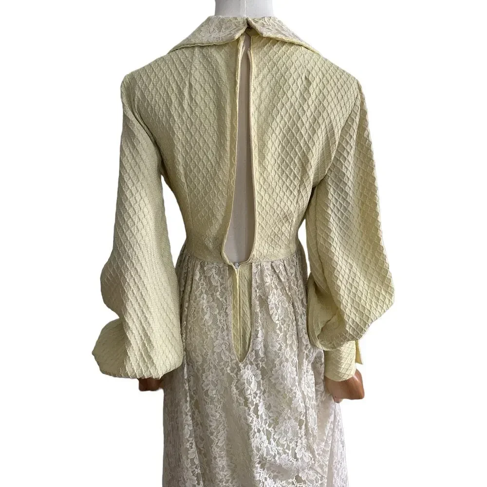 Bridgerton-Inspired Vintage Lace Gown | Romantic Regency Cottagecore Maxi XXS - Picture 13 of 16